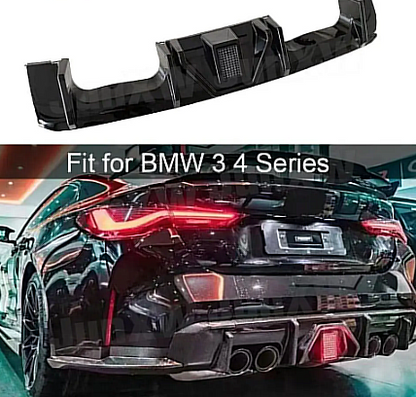 BMW M3/M4 G80/G82 Diffusor aus trockenem Carbon mit Regenlicht